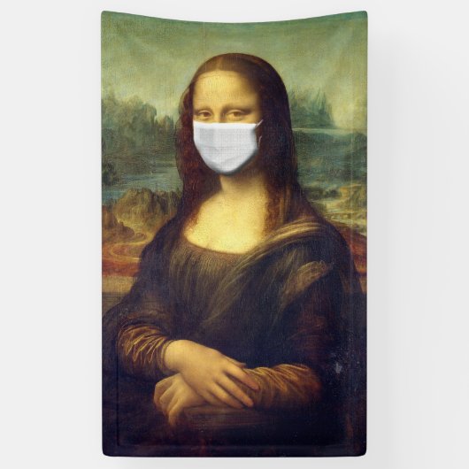 Mona Lisa Via Corona Virus Spandoek (Verticaal)