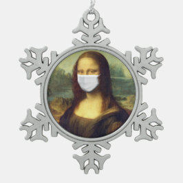 Mona Lisa Via Corona Virus Tin Sneeuwvlok Ornament