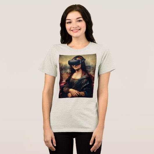 Mona Lisa VR-hoofdtelefoon Tri-Blend Shirt (Voorkant volledig)