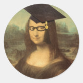 Mona Lisa w Glasses Afstuderen Ronde Sticker (Voorkant)