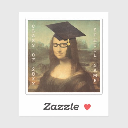 Mona Lisa w Glasses Afstuderen Sticker (Vel)