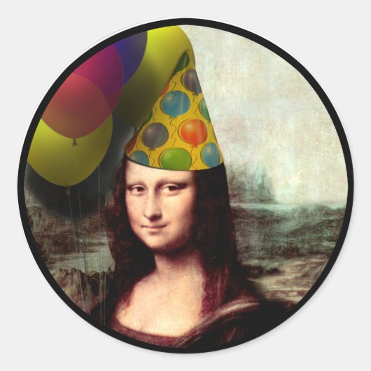 Mona Lisa Wearing Party Pet Ronde Sticker (Voorkant)