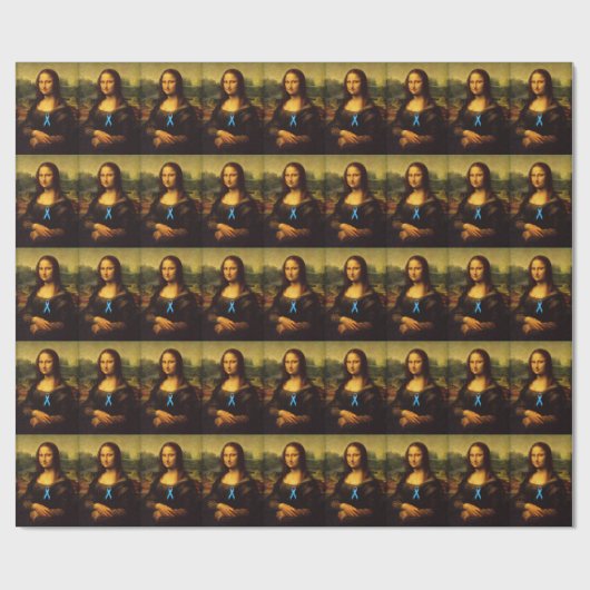 Mona Lisa Wears Blue Ribbon Cadeaupapier (Vlak)