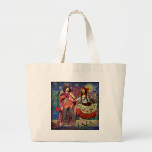 Mona Lisa Whimsical Grote Tote Bag (Voorkant)