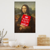 Mona Lisa Wise Woorden: Kalm houden en glimlachen Poster (Keuken)