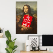 Mona Lisa Wise Woorden: Kalm houden en glimlachen Poster (Thuiskantoor)