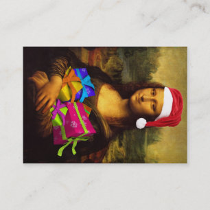 Mona Lisa Wishing Merry Christmas Visitekaartje
