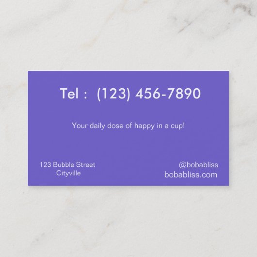 Mona Lisa with Bubble Tea Visitekaartje (Achterkant)