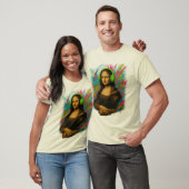 Mona Lisa with Headphones - Neon Graffiti Style on T-shirt (Unisex)