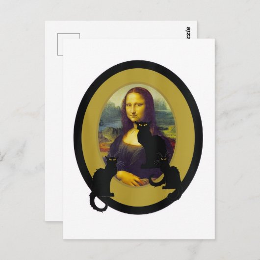 Mona Lisa with Les Chats Noir, Parody Briefkaart (Voorkant / Achterkant)