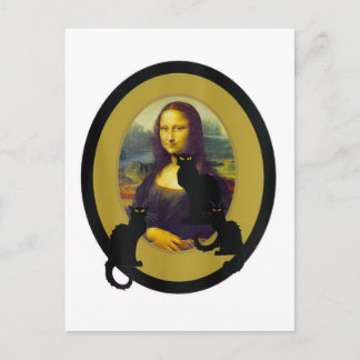 Mona Lisa with Les Chats Noir, Parody Briefkaart