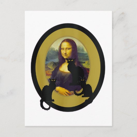 Mona Lisa with Les Chats Noir, Parody Briefkaart (Voorkant)
