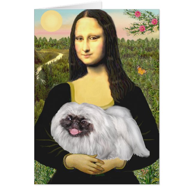 Mona Lisa - Witte pekinees, zwart masker (Voorkant)
