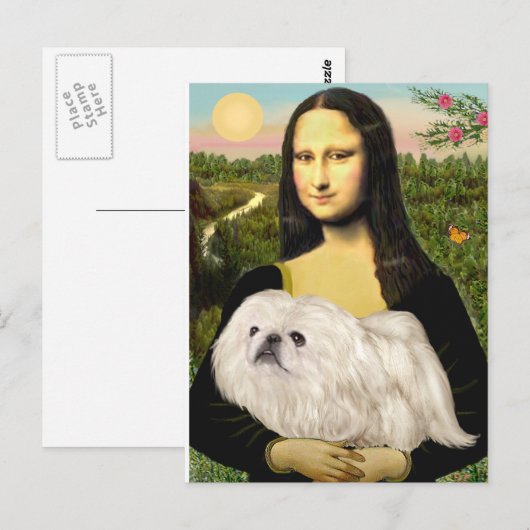 Mona Lisa - Witte pekingese (#4) Briefkaart (Voorkant / Achterkant)