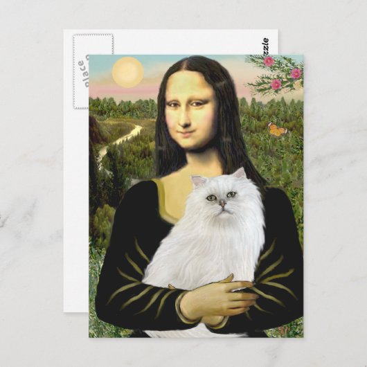 Mona Lisa - Witte Perzische kat 13 Briefkaart (Voorkant / Achterkant)