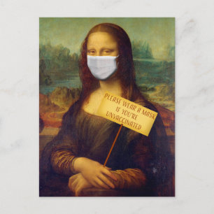 Mona Lisa zegt alsjeblieft een masker Draag Briefkaart
