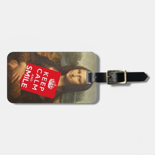 Mona Lisa zegt dat ze kalm houden en glimlachen Bagagelabel (Voorkant horizontaal)