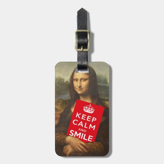 Mona Lisa zegt dat ze kalm houden en glimlachen Bagagelabel (Voorkant verticaal)