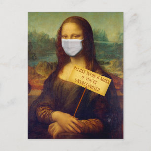 Mona Lisa zegt: draag een mondkapje Briefkaart