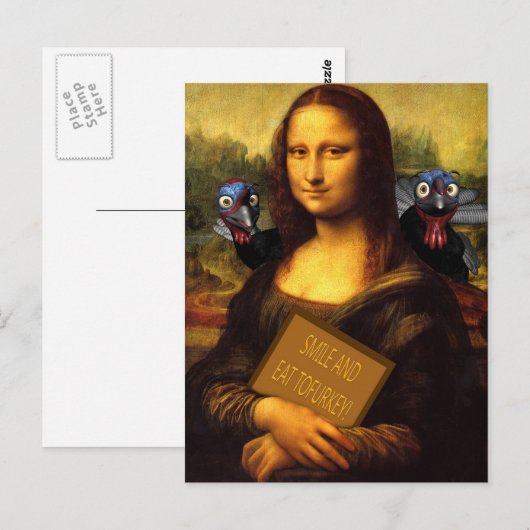 Mona Lisa zegt : glimlachen en eten tofurkey Briefkaart (Voorkant / Achterkant)