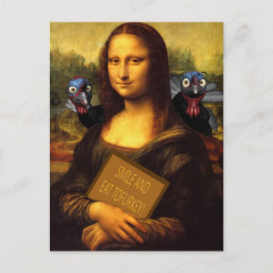 Mona Lisa zegt : glimlachen en eten tofurkey Briefkaart