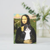 Mona Lisa - zwart-witte kat Briefkaart (Staand voorkant)
