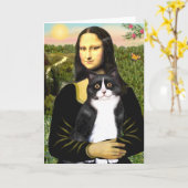 Mona Lisa - zwart-witte kat Kaart (Gele Bloem)