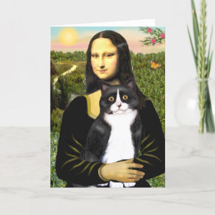 Mona Lisa - zwart-witte kat Kaart