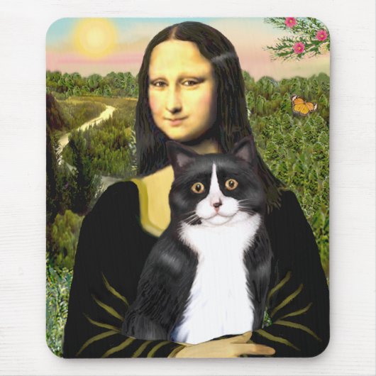 Mona Lisa - zwart-witte kat Muismat (Voorkant)