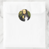 Mona Lisa - zwart-witte kat Ronde Sticker (Tas)