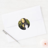 Mona Lisa - zwart-witte kat Ronde Sticker (Envelop)