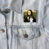 Mona Lisa - zwart-witte kat Vierkante Button 5,1 Cm (In situ)