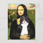 Mona Lisa - zwarte en witte kat Briefkaart (Voorkant)