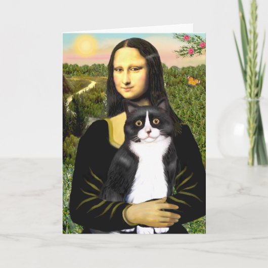 Mona Lisa - zwarte en witte kat Kaart (Voorkant)