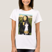 Mona Lisa - zwarte en witte kat T-shirt (Voorkant)