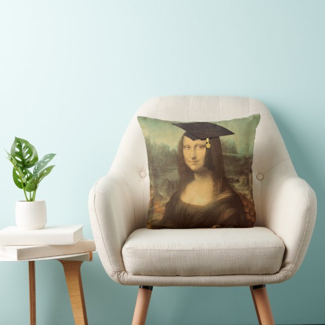 Mona Lisa's Afstuderen Dag Kussen (Stoel)