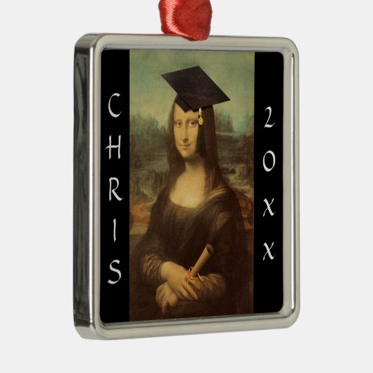 Mona Lisa's Afstuderen Dag Metalen Ornament (Rechts)