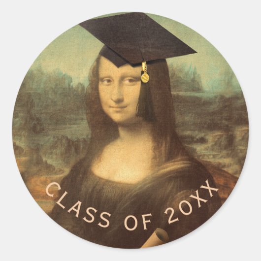 Mona Lisa's Afstuderen Dag Ronde Sticker (Voorkant)