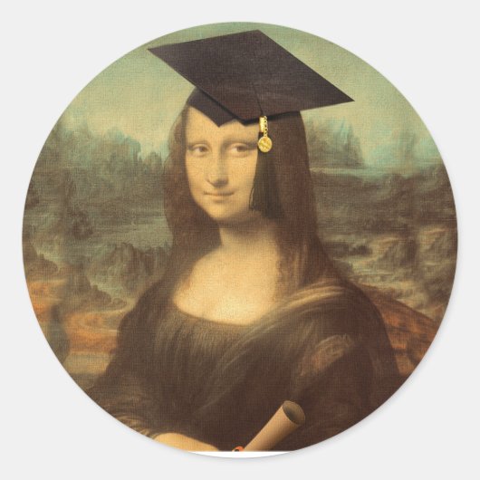 Mona Lisa's Afstuderen Dag Ronde Sticker (Voorkant)