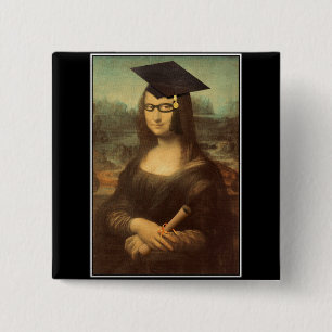 Mona Lisa's Afstuderen Dag Vierkante Button 5,1 Cm