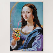 Mona Lisa's Bubble Tea Moment – 1014-Piece Jigsaw  Legpuzzel (Verticaal)