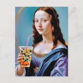 Mona Lisa's Bubble Tea Moment Briefkaart (Voorkant)