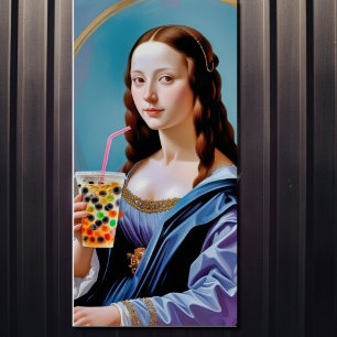Mona Lisa's Bubble Tea Moment – Glanzende Poster