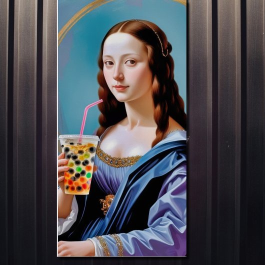 Mona Lisa's Bubble Tea Moment – Glanzende Poster