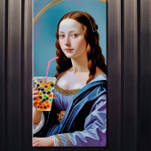 Mona Lisa's Bubble Tea Moment – Glossy Poster