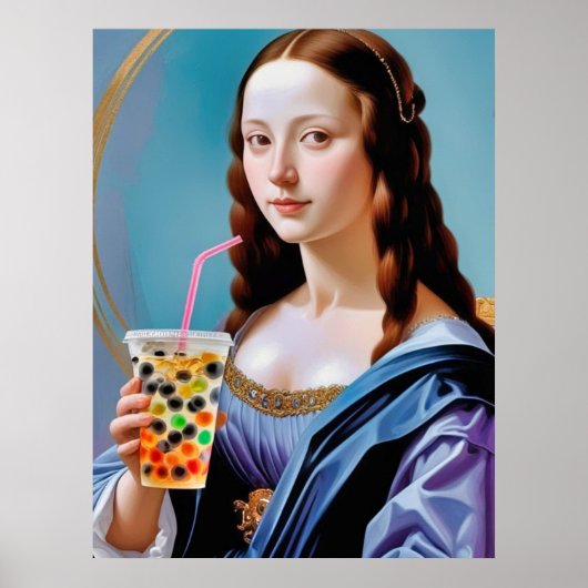 Mona Lisa's Bubble Tea Moment Poster (Voorkant)