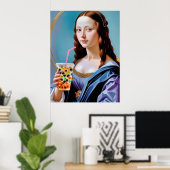 Mona Lisa's Bubble Tea Moment Poster (Thuiskantoor)