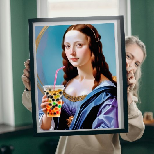 Mona Lisa's Bubble Tea Moment Poster
