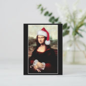 Mona Lisa's Christmas Santa Hat Feestdagenkaart (Staand voorkant)
