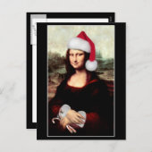 Mona Lisa's Christmas Santa Hat Feestdagenkaart (Voorkant / Achterkant)